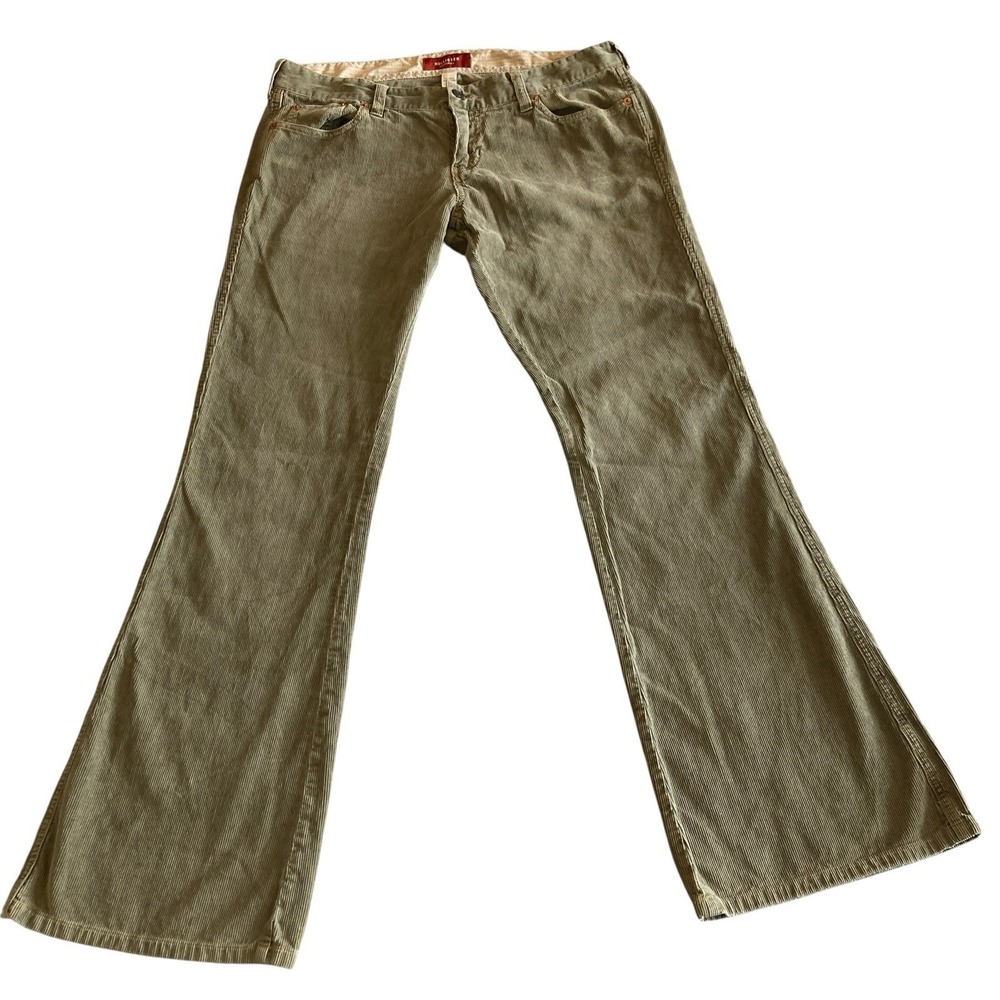 Hollister Pants Women Green Size 11 CORDUROY Mid Rise Boot Cut 5-Pocket Y2K